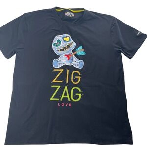 BKYS‎ Zig Zag Love Graphic T-Shirt Men's Black Crew Neck 3XL